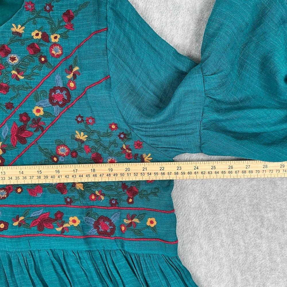 Umgee Tunic Women 1XL Turquoise Green Embroidered Boho Flowy Dress - Picture 12 of 16